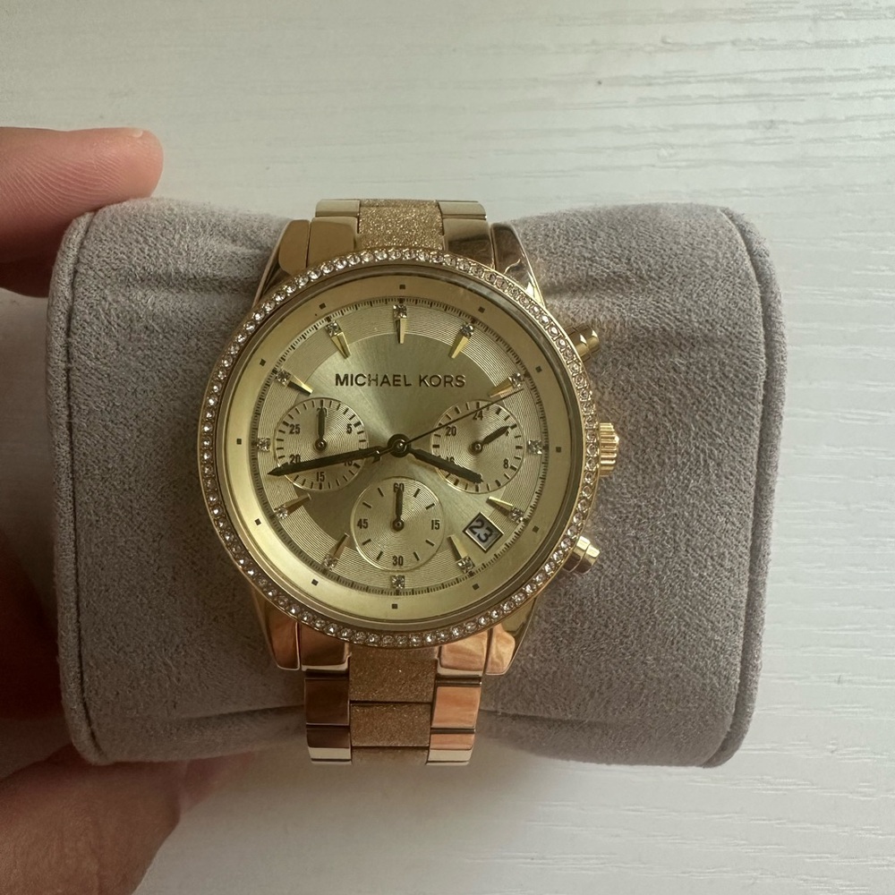 Michael Kors Gold Crystal Ritz Chronograph Watch